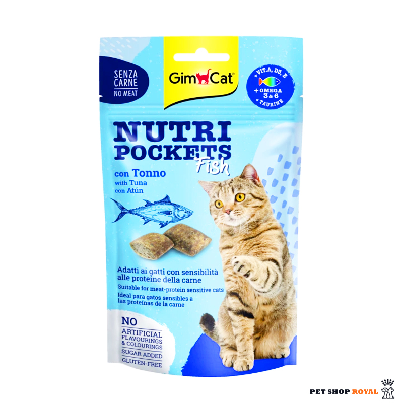 اسنک تشویقی گربه جیم کت با طعم ماهی تن GimCat Nutri Pockets Dental With Tuna Fish وزن 60 گرم